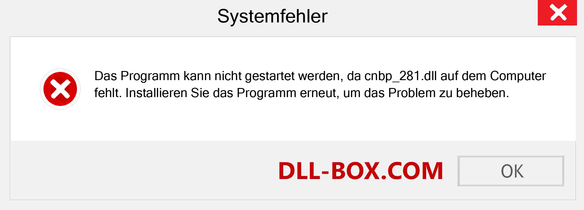 cnbp_281.dll-Datei fehlt?. Download für Windows 7, 8, 10 - Fix cnbp_281 dll Missing Error unter Windows, Fotos, Bildern