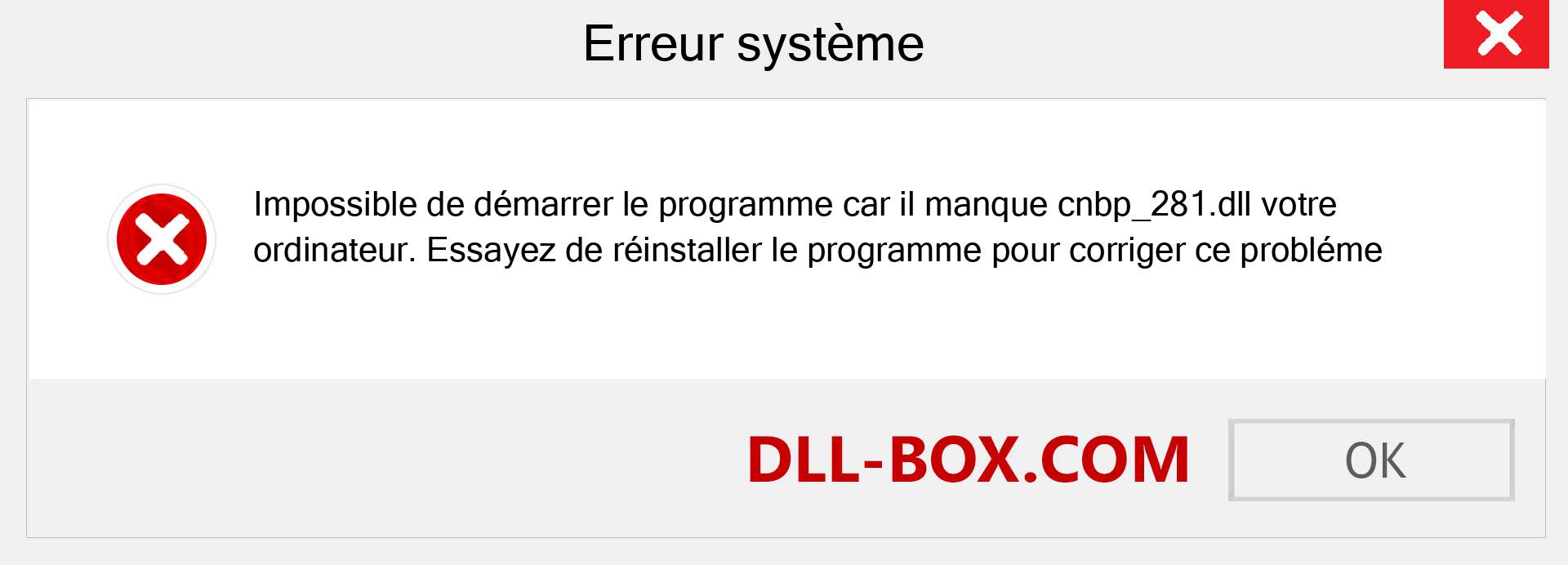 Le fichier cnbp_281.dll est manquant ?. Télécharger pour Windows 7, 8, 10 - Correction de l'erreur manquante cnbp_281 dll sur Windows, photos, images